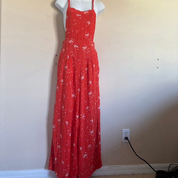 Free People Sweet In The Streets Orange Jumpsuit XS - Picture 2 of 13